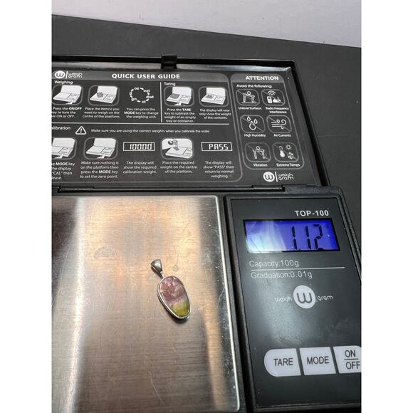 NEW Watermelon tourmaline sterling silver pendant 1.12 grams - Picture 9 of 10